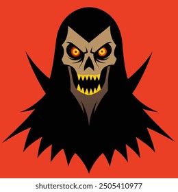 Halloween Scary Face - Creepy and Frightening Halloween Illustration for Spooky Designs