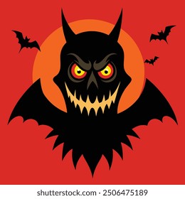 Halloween Scary Face - Creepy and Frightening Halloween Illustration for Spooky Designs