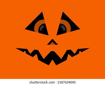 Halloween scary face. Evil scary eyes carved in a pumpkin. Halloween Jack O Lantern. Design for greeting card, banner and holiday invitations. Vector illustration