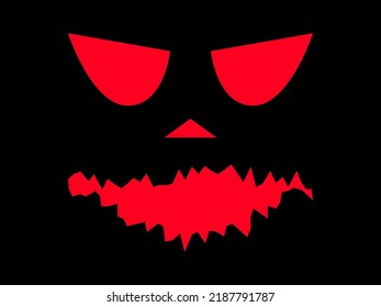 Halloween scary face. Evil scary eyes carved in a pumpkin. Halloween Jack O Lantern. Design for greeting card, banner and holiday invitations. Vector illustration
