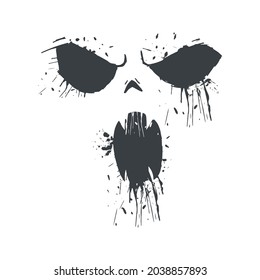 Halloween scary face vector silhouette isolated on a white background.