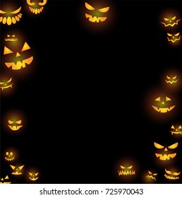 Halloween scary faces in the darkness vector illustration