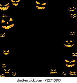 Halloween scary faces in the darkness vector illustration 