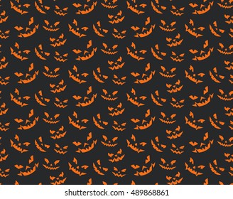 Halloween scary faces seamless background. Vector Illustration.