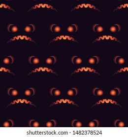 Halloween scary faces seamless pattern. Jack-o-lantern, pumpkin face. Vector illustration