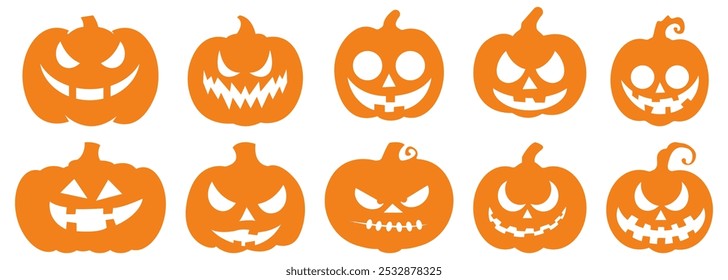 Caras de miedo de Halloween. Vector espeluznante ilustración
