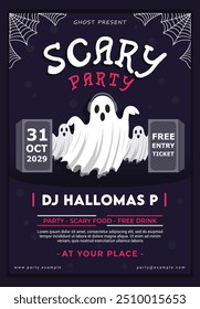 Halloween scary flyer, party dj Halloween flyer, Halloween party ghost party