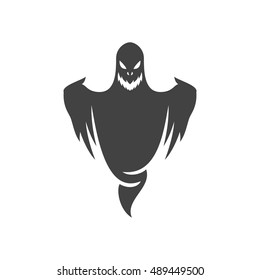 Halloween scary ghost design element isolated on white vector illustration