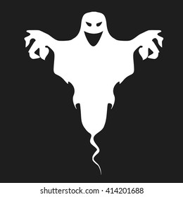 Halloween scary ghost isolated. Furious ghost frightening the viewer isolated. 