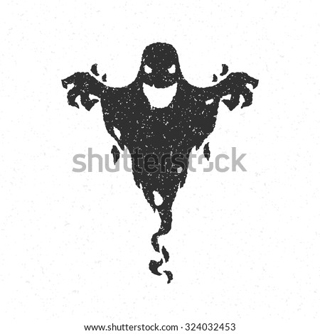 Halloween scary ghost isolated on white vector illustration