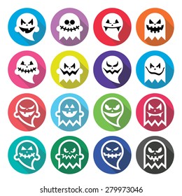 Halloween scary ghost, spirit flat design icons set 
 