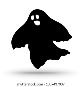 Halloween scary ghostly monster. Ghost Cartoon. Halloween sign isolated on white. Vector illustration.