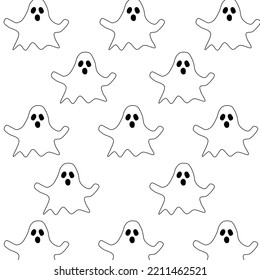 Halloween scary ghostly monsters. Cartoon spooky characters. Holiday Silhouettes. Trendy Vector illustration.