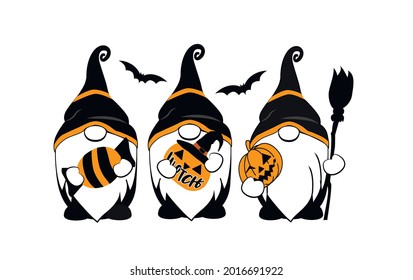 Halloween scary gnomes. Halloween vector illustration. Horror Gnomes. October illustration.