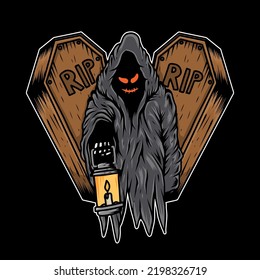 halloween scary grim reaper illustration