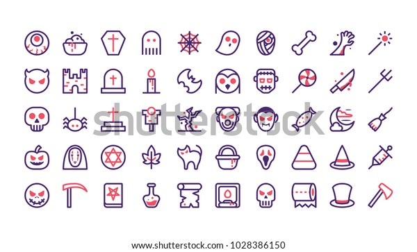 Halloween Scary Horror Icon Set Vector Stock Vector (Royalty Free ...