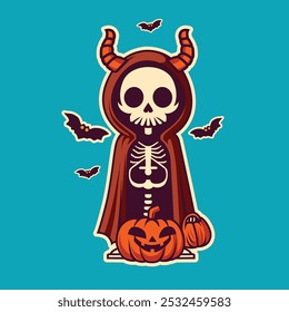 Halloween con personajes de monstruos de miedo, camisetas, pegatinas, logotipos 