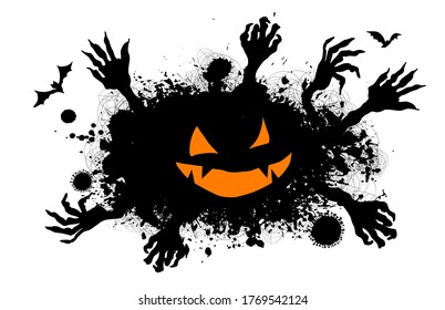 Halloween Scary monster with hands. Vector illustration