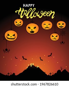 Halloween scary night background vector illustration