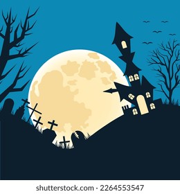 Halloween Scary Night Flat Illustration
