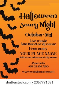 Halloween scary night flyer poster social media post design