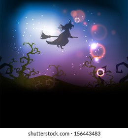 Halloween scary night party poster, banner or background.