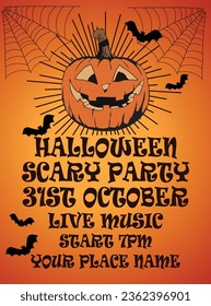 Halloween scary night party  poster flyer social media post design