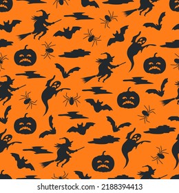 Halloween scary night seamless vector background