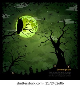 Halloween scary night square vector background