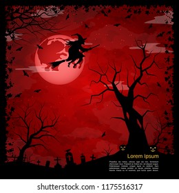 Halloween scary night square vector background
