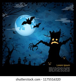 Halloween scary night square vector background