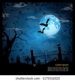Halloween scary night square vector background