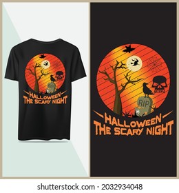 Halloween the scary night t shirt design.