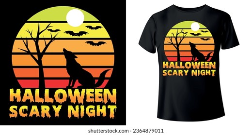 Halloween Scary Night T- shirt Design. Halloween t-shirt design. Beautiful and eye catching halloween vector