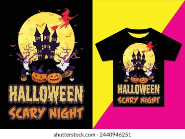 Halloween Scary Night t-shirt design, Typography modern T-shirt design for men and women, Modern, simple, lettering—vector file, Ready for print.
