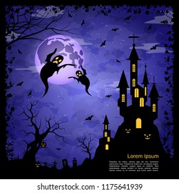 Halloween scary night vector background