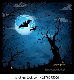 Halloween scary night vector background