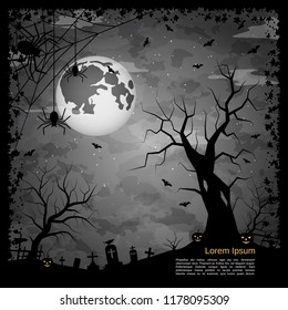 Halloween scary night vector background