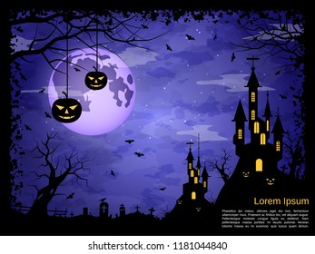 Halloween scary night vector background