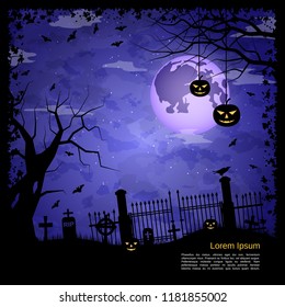 Halloween scary night vector background