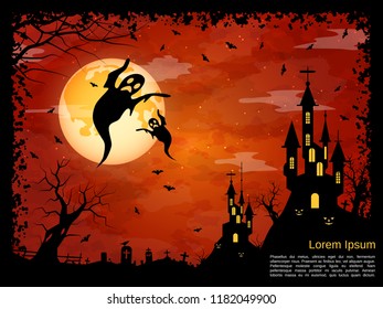 Halloween scary night vector background