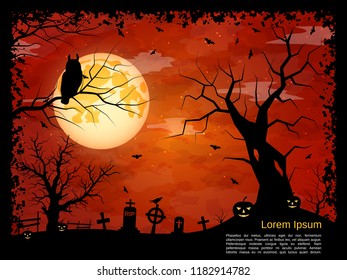 Halloween scary night vector background