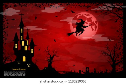 Halloween scary night vector background
