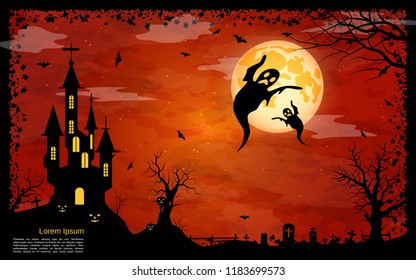 Halloween scary night vector background