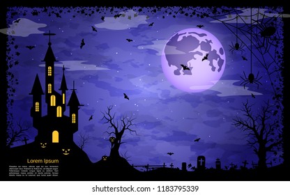 Halloween scary night vector background