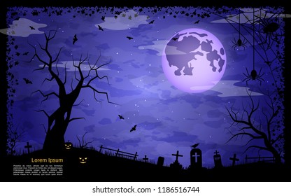 Halloween scary night vector background