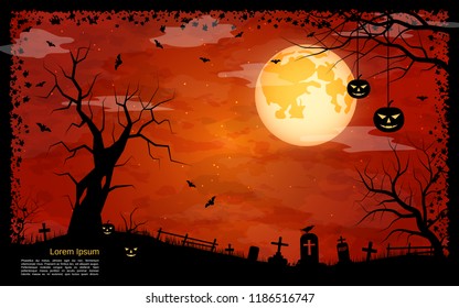 Halloween scary night vector background