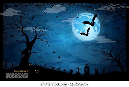 Halloween scary night vector background