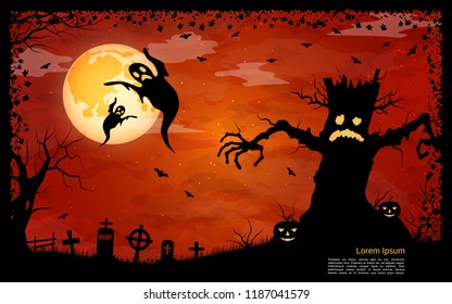 Halloween scary night vector background