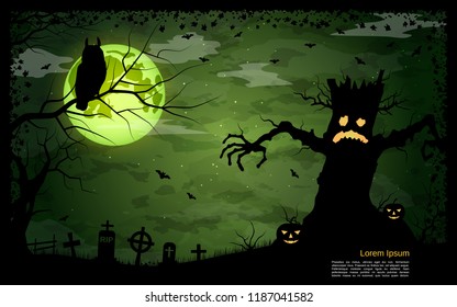 Halloween scary night vector background